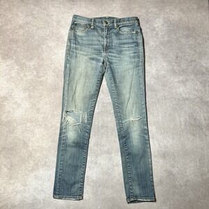 R13 Slouch Skinny Jeans Women 29" (Tag says 25) Blue‎ Distressed Italy *READ